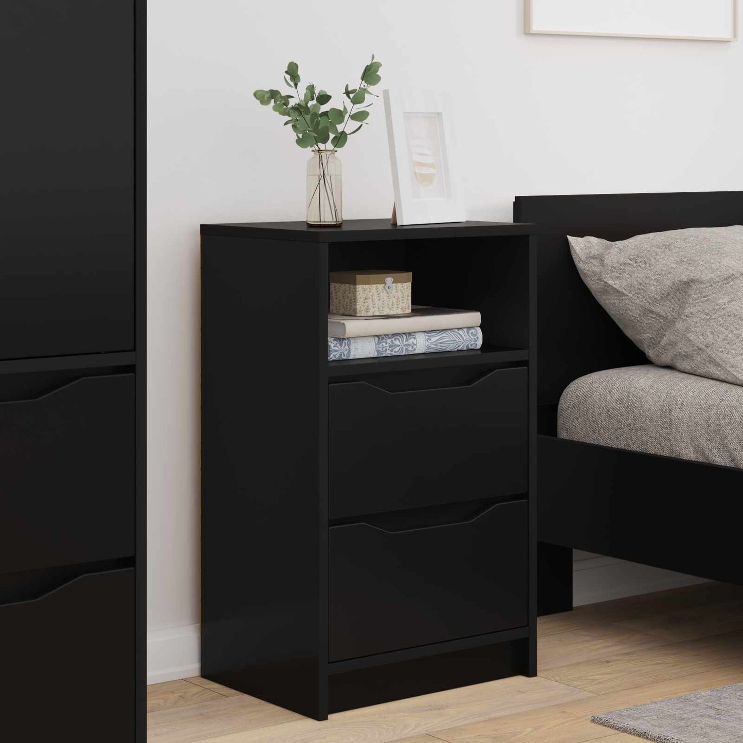 vidaXL Bedside Tables 2 pcs Black 40 x 30 x 467 cm Engineered Wood