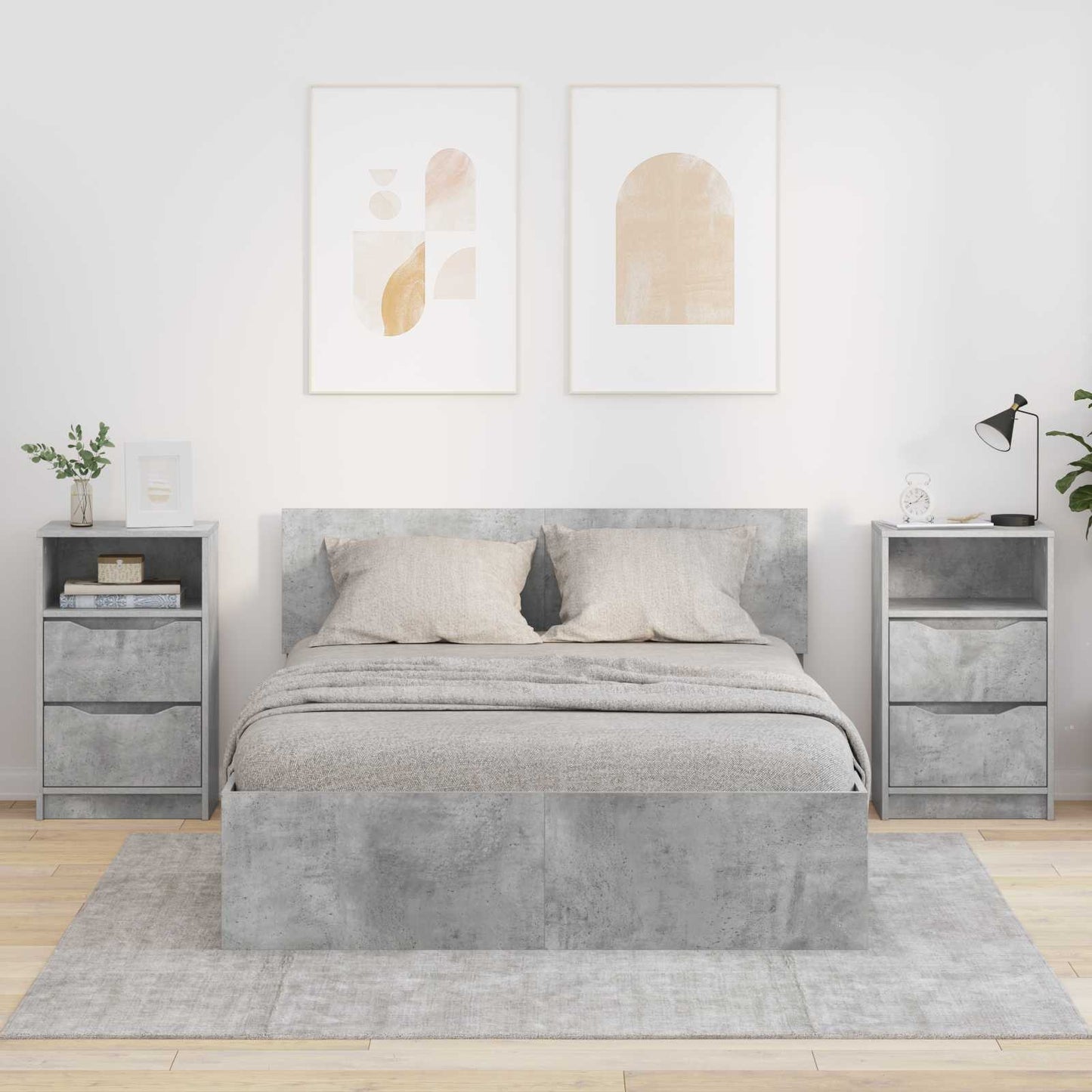 vidaXL Bedside Tables with Drawer 2 pcs Concrete Grey 40 x 30 x 467 cm