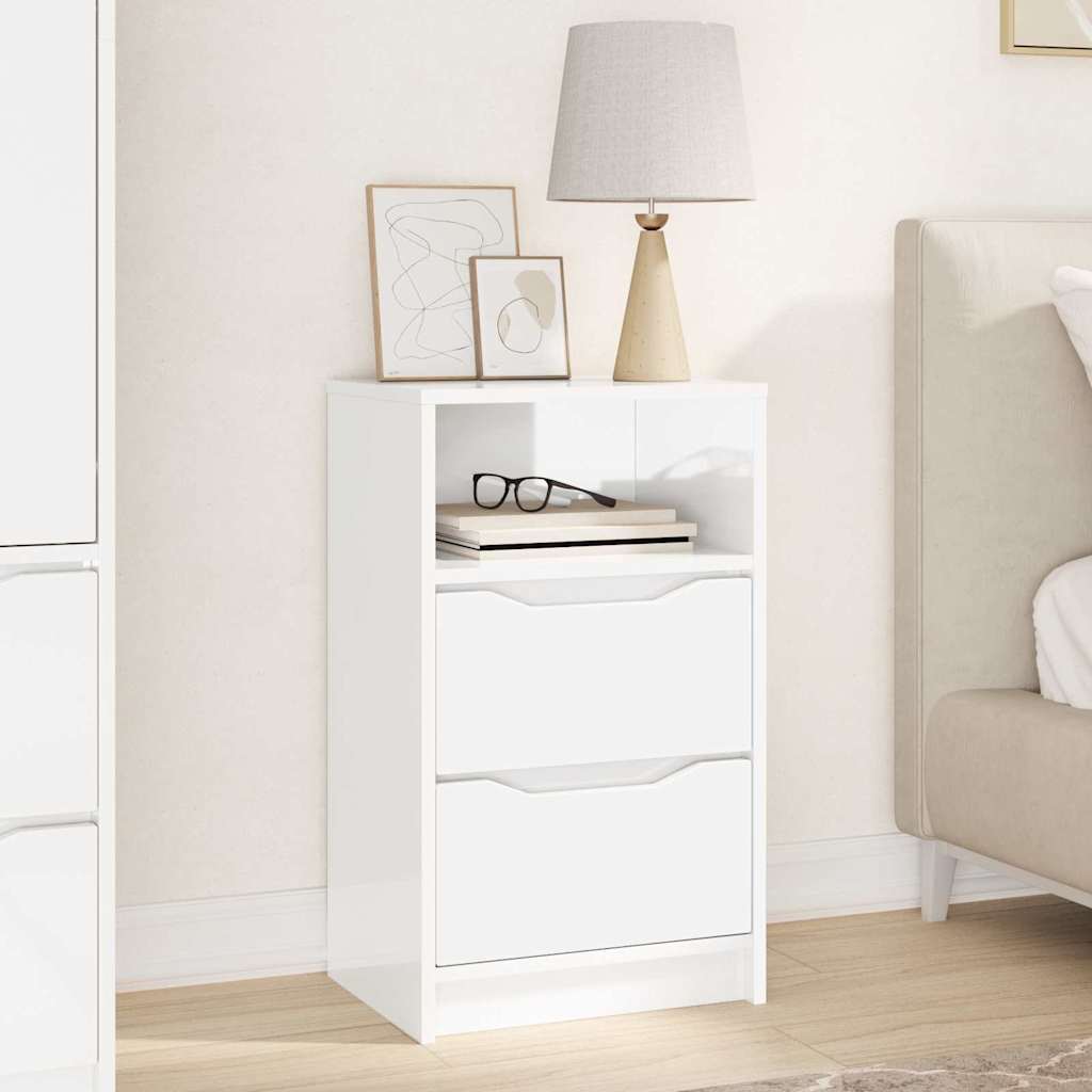 vidaXL Bedside Table High Gloss White 40 x 30 x 67 cm Engineered Wood