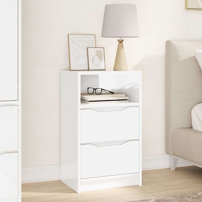 vidaXL Bedside Table High Gloss White 40 x 30 x 67 cm Engineered Wood
