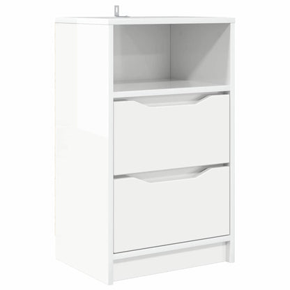 vidaXL Bedside Table High Gloss White 40 x 30 x 67 cm Engineered Wood