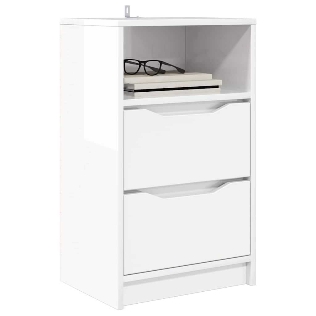 vidaXL Bedside Table High Gloss White 40 x 30 x 67 cm Engineered Wood