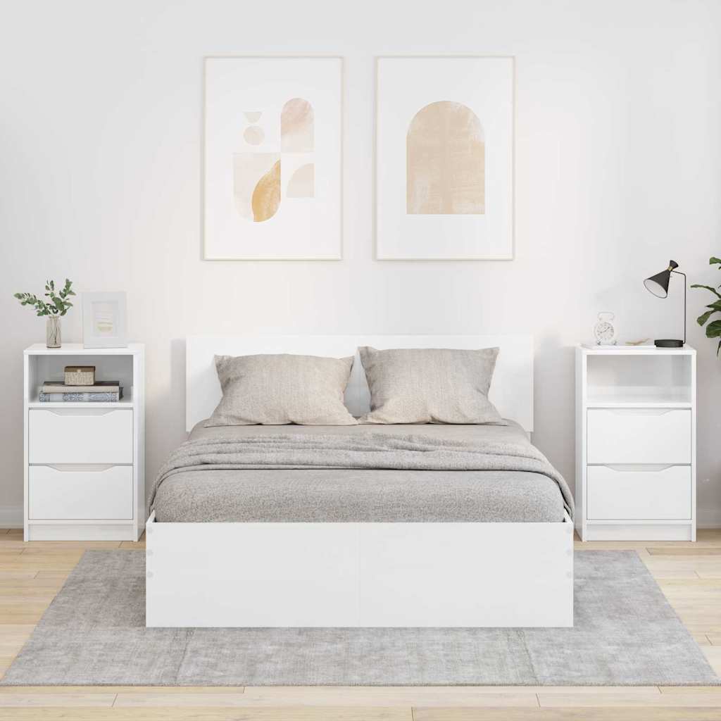 vidaXL Bedside Tables 2 pcs High Gloss White 40 x 30 x 67 cm