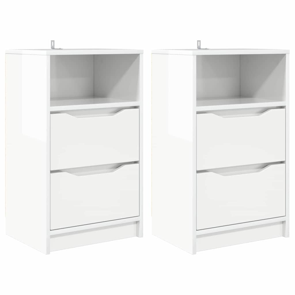 vidaXL Bedside Tables 2 pcs High Gloss White 40 x 30 x 67 cm