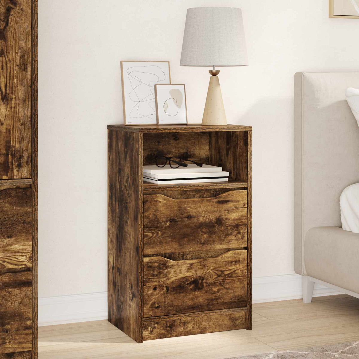 vidaXL Bedside Table Smoked Oak 40 x 30 x 67 cm Engineered Wood