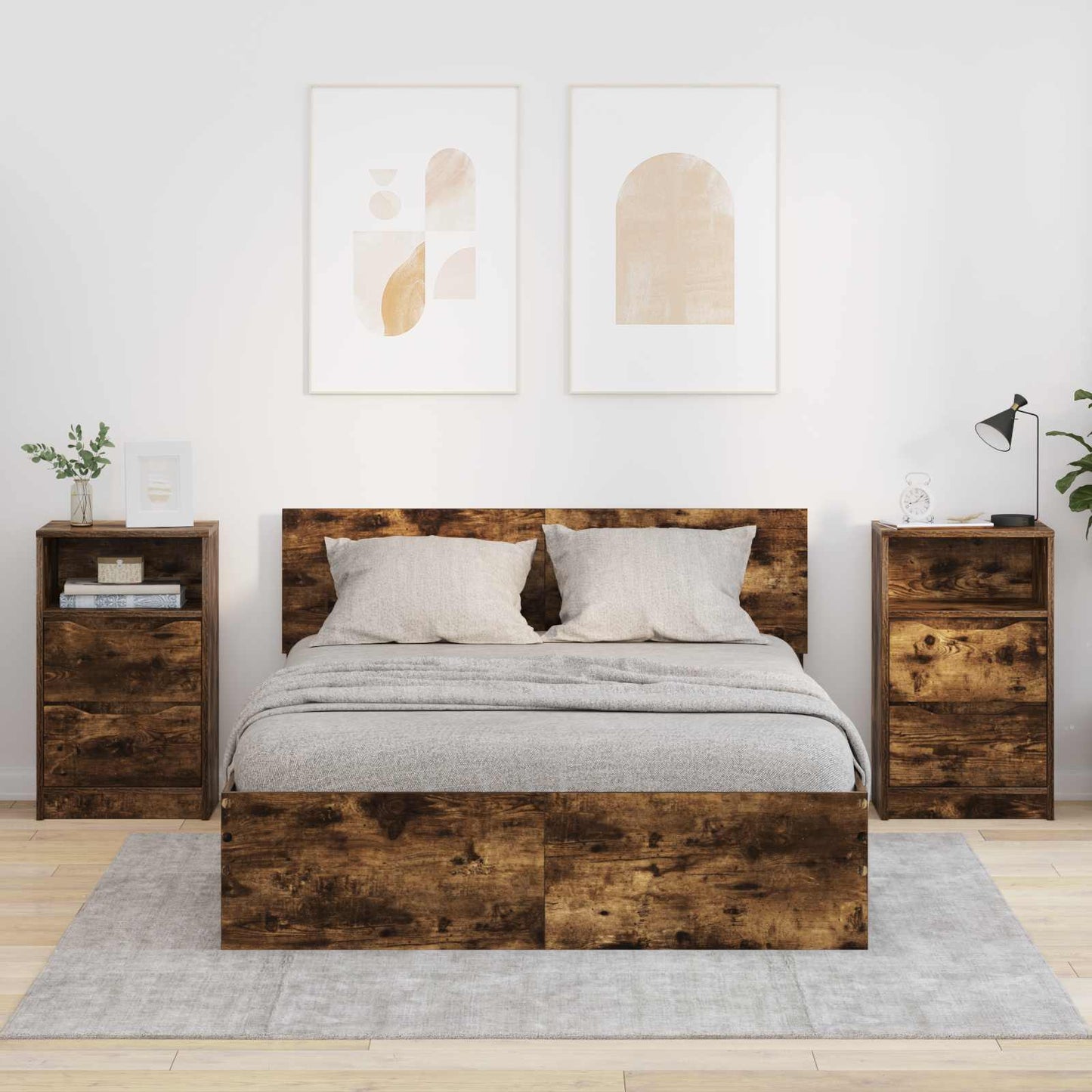 vidaXL Bedside Tables with Drawer 2 pcs Smoked Oak 40 x 30 x 467 cm