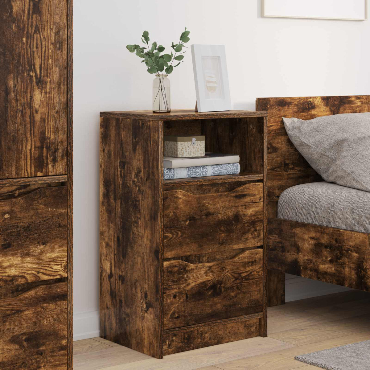 vidaXL Bedside Tables 2 pcs Smoked Oak 40 x 30 x 67 cm Engineered Wood