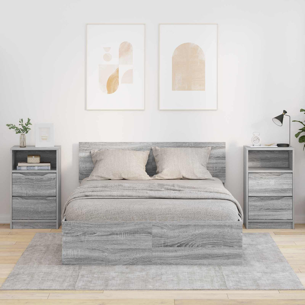 vidaXL Bedside Tables 2 pcs Grey Sonoma 40 x 30 x 67 cm