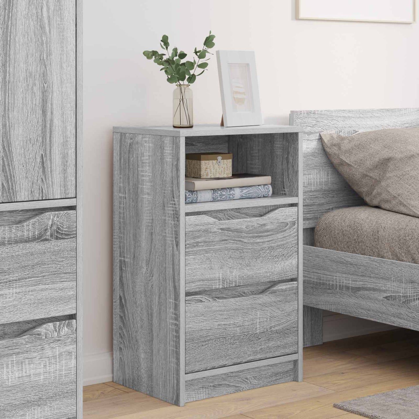 vidaXL Bedside Tables with Drawer 2 pcs Grey Sonoma 40 x 30 x 467 cm