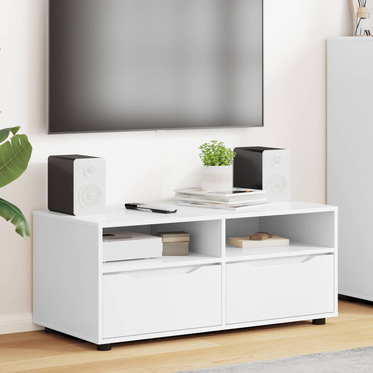 vidaXL TV Cabinet 100 x 48 x 43 cm White Engineered Wood
