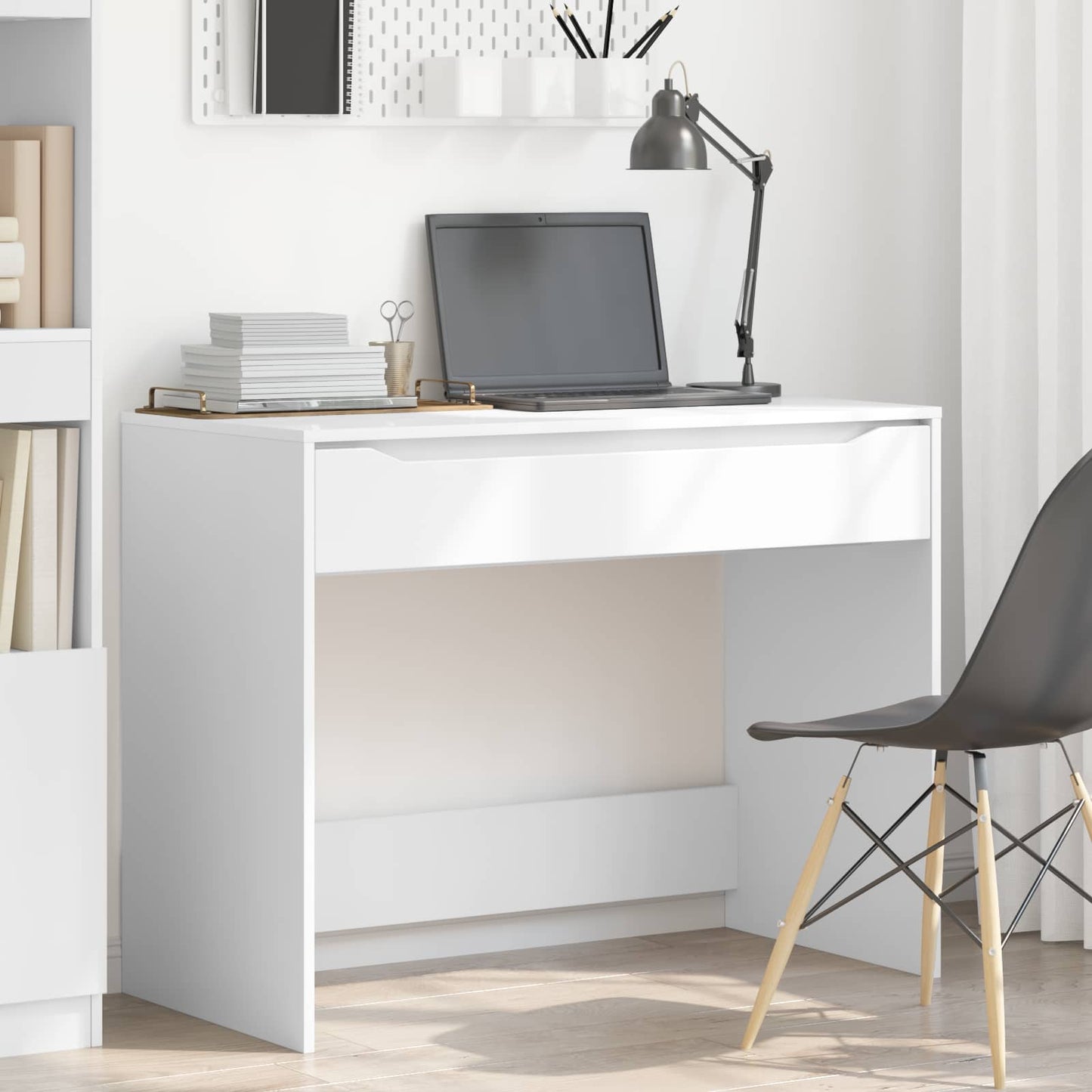 vidaXL Desk with Drawer White 100 x 50 x 78 cm Engineered Wood