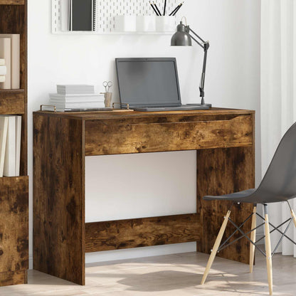 vidaXL Desk with Drawer Smoked Oak 100 x 50 x 78 cm Engineered Wood
