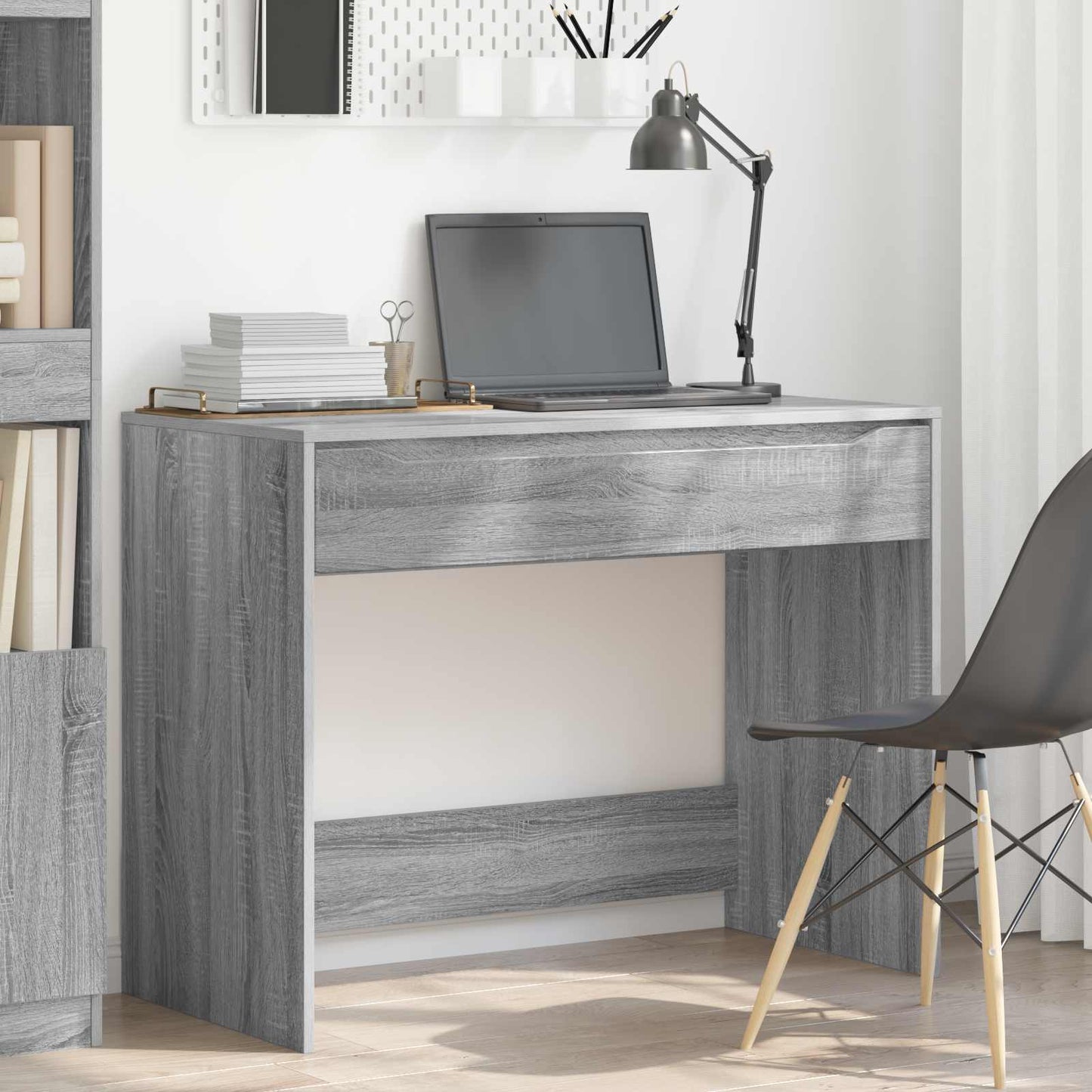 vidaXL Desk with Drawer Grey Sonoma 100 x 50 x 78 cm Engineered Wood