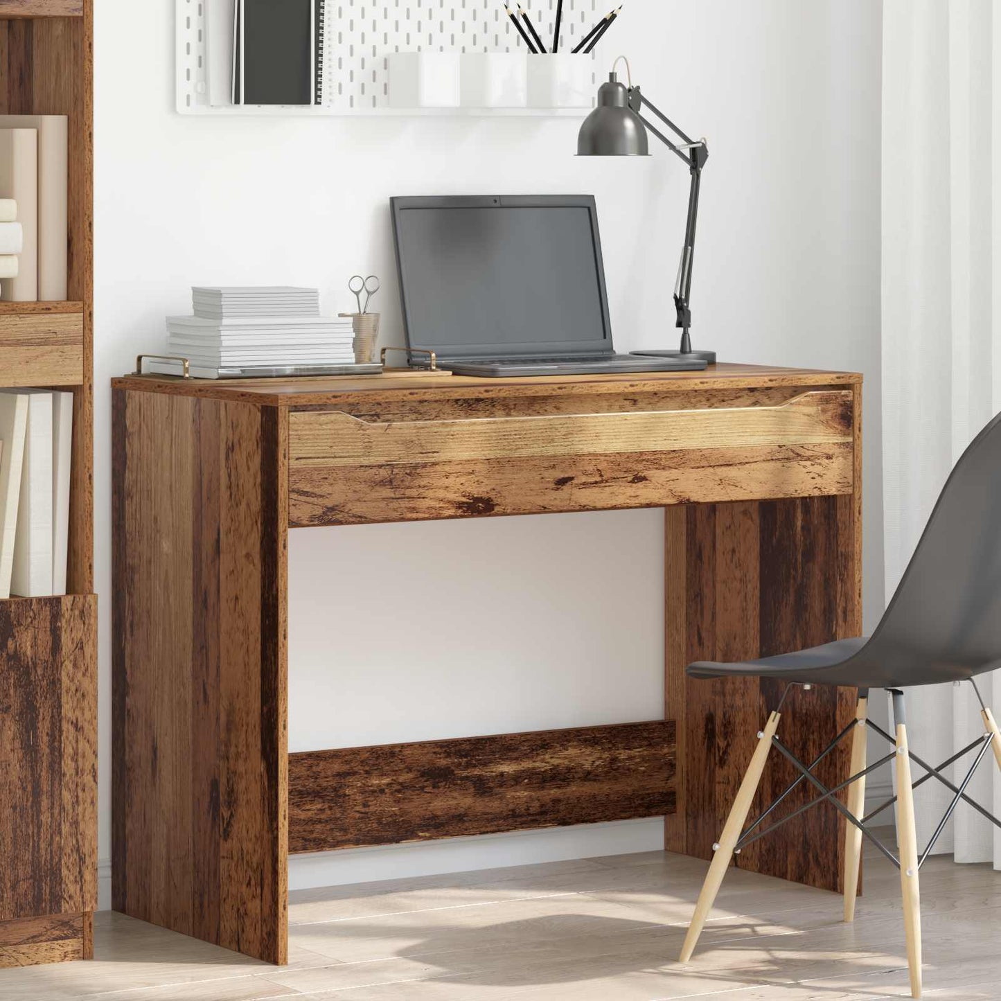 vidaXL Desk with Drawer Old Wood 100 x 50 x 78 cm Engineered Wood