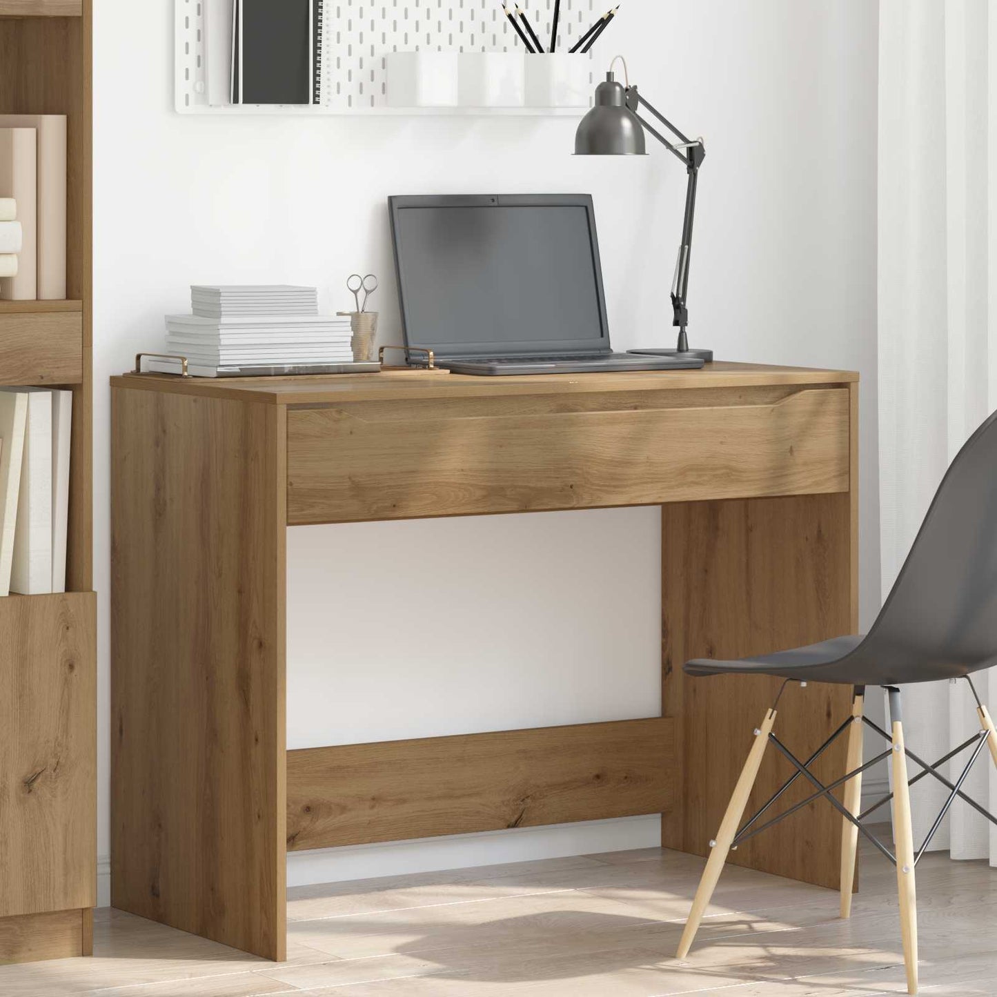 vidaXL Desk with Drawer Artisan Oak Engineered Wood 100 x 50 x 78 cm