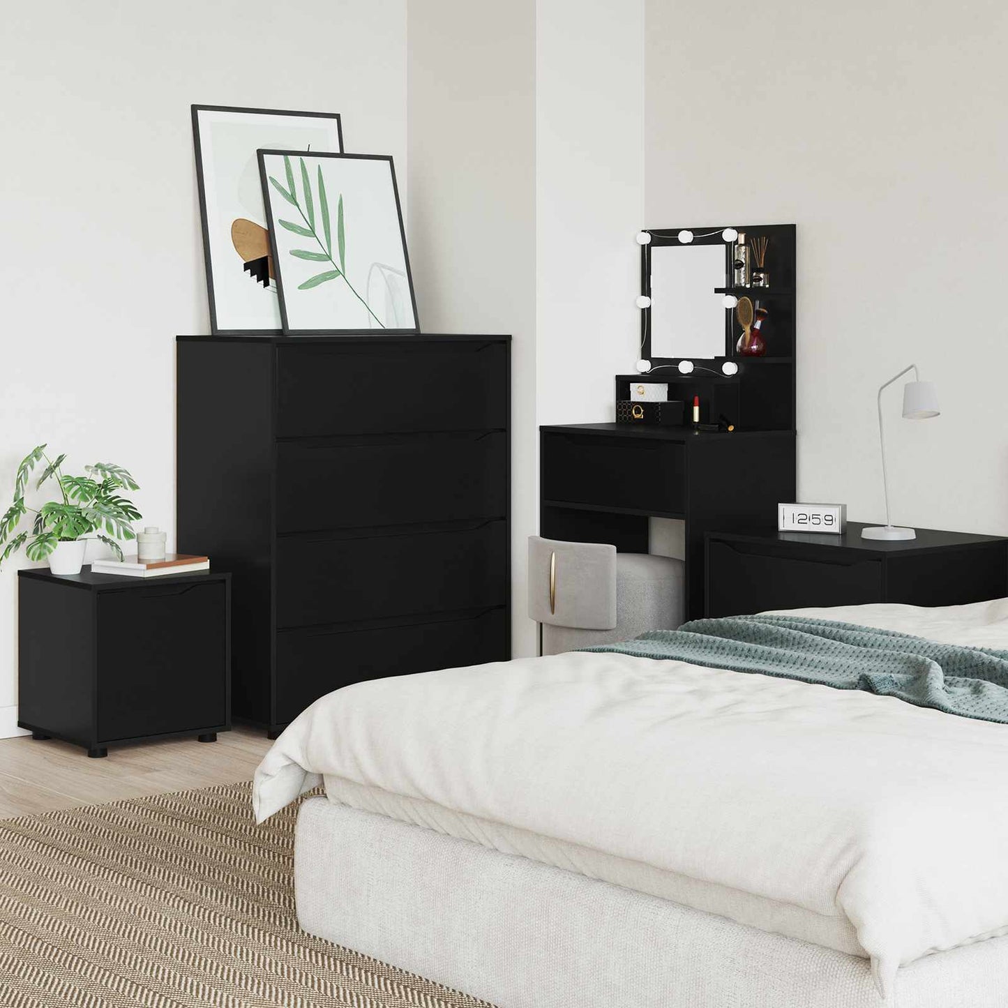 vidaXL Bathroom Cabinet Black 40.5 x 40 x 44 cm Engineered Wood