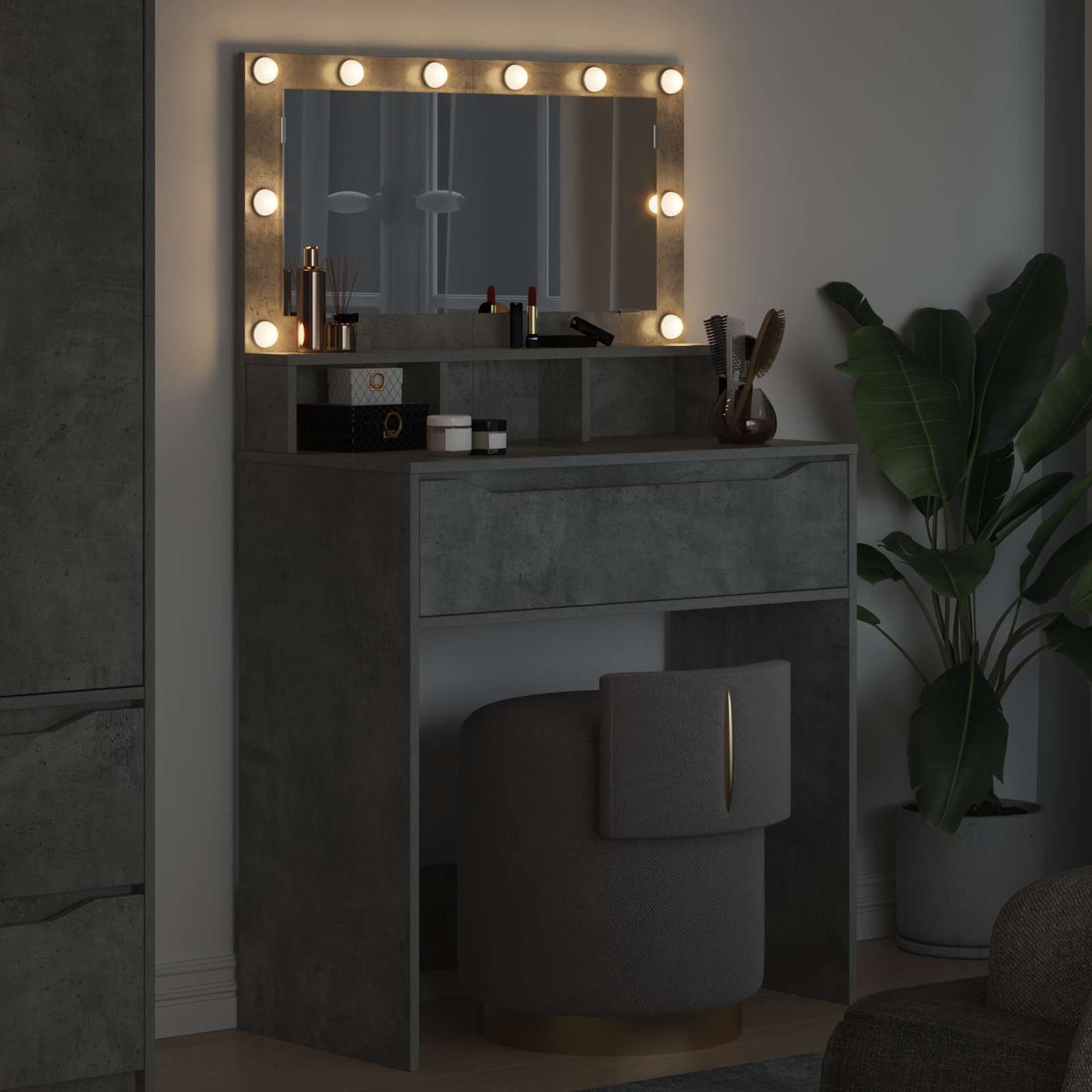 vidaXL Bedroom Dressing Tables Concrete Grey 80 x 39.6 x 135 cm