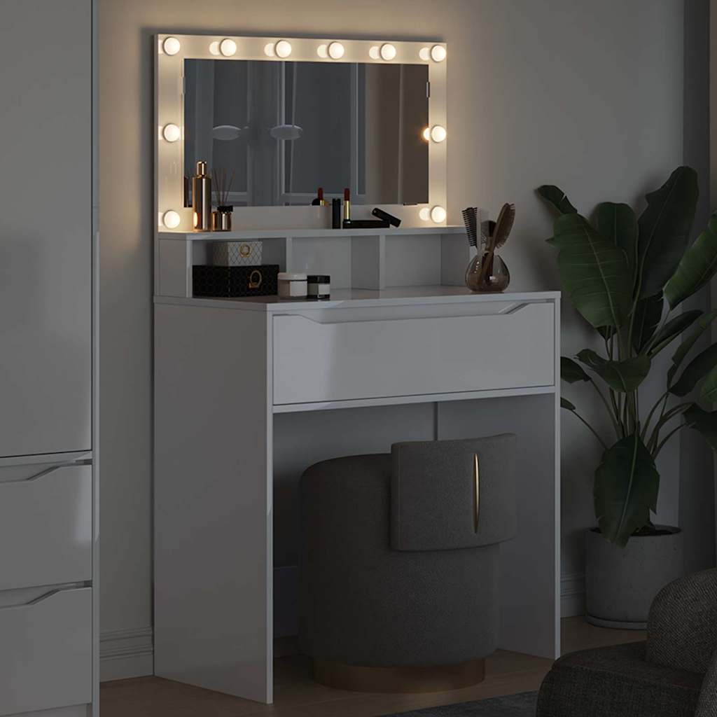 vidaXL Bedroom Dressing Tables High Gloss White 80 x 39.5 x 135 cm