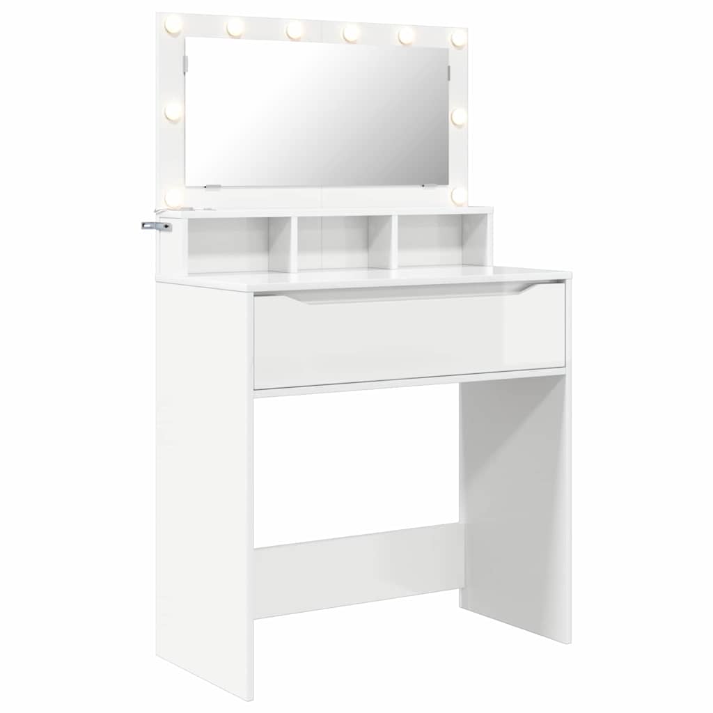 vidaXL Bedroom Dressing Tables High Gloss White 80 x 39.5 x 135 cm