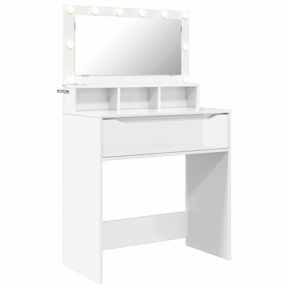 vidaXL Bedroom Dressing Tables High Gloss White 80 x 39.5 x 135 cm