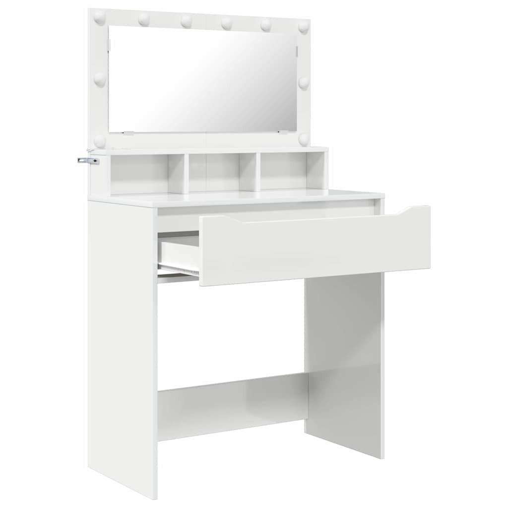 vidaXL Bedroom Dressing Tables High Gloss White 80 x 39.5 x 135 cm