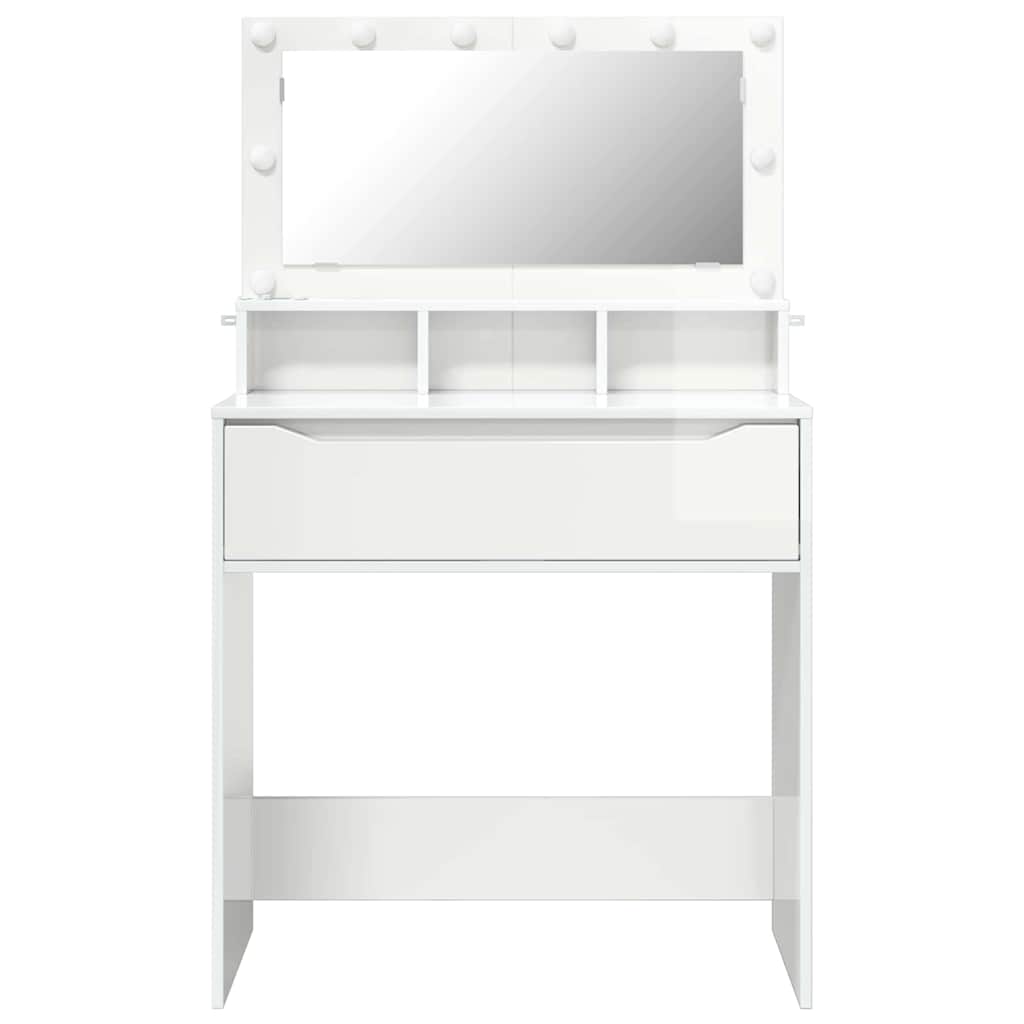 vidaXL Bedroom Dressing Tables High Gloss White 80 x 39.5 x 135 cm