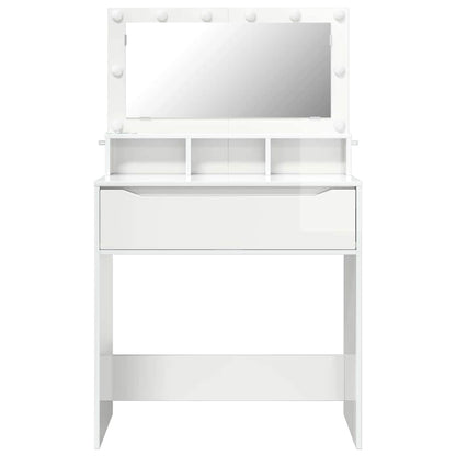 vidaXL Bedroom Dressing Tables High Gloss White 80 x 39.5 x 135 cm