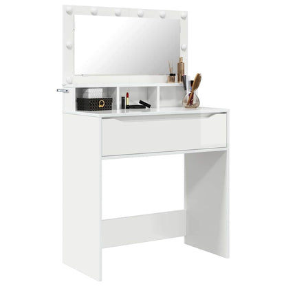 vidaXL Bedroom Dressing Tables High Gloss White 80 x 39.5 x 135 cm