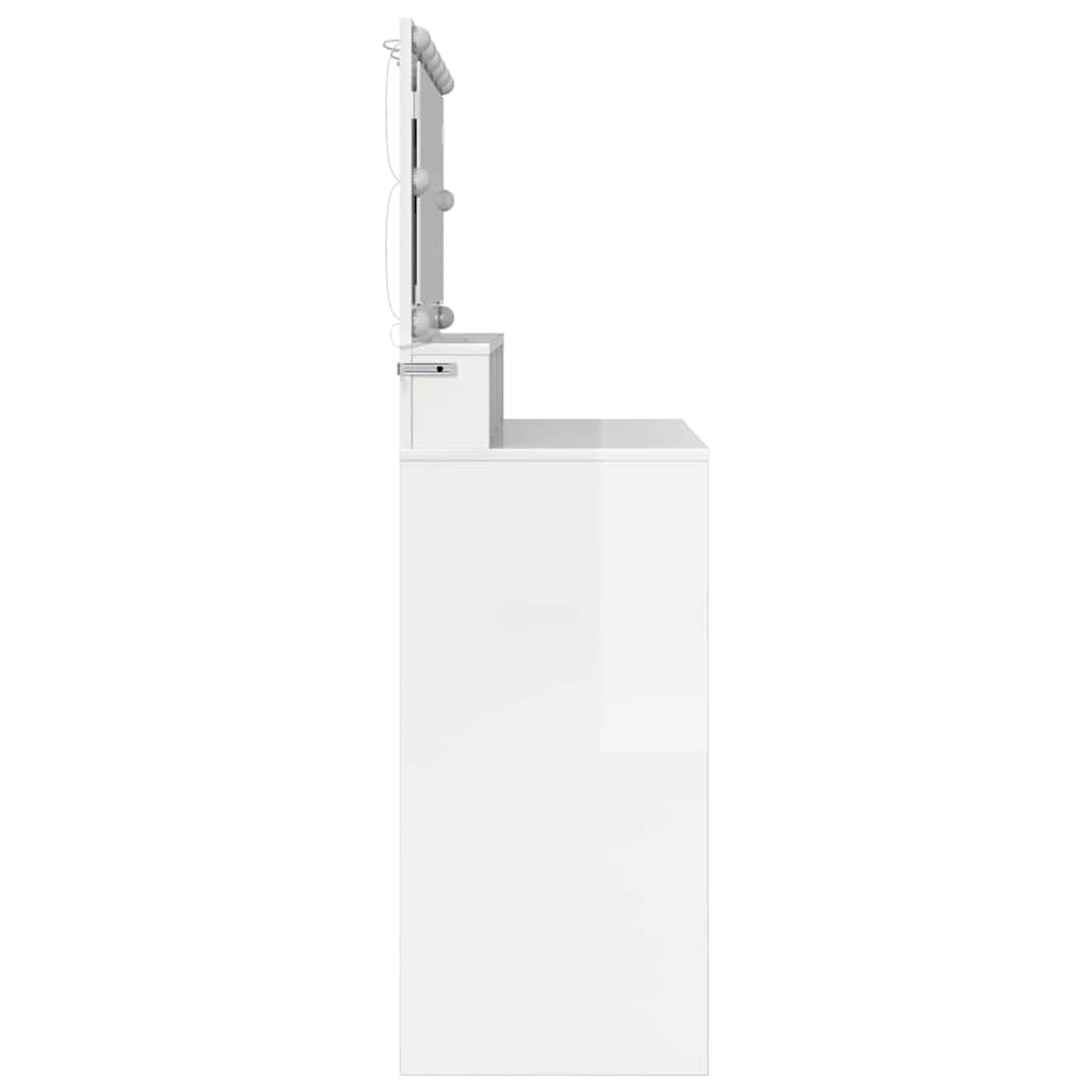 vidaXL Bedroom Dressing Tables High Gloss White 80 x 39.5 x 135 cm