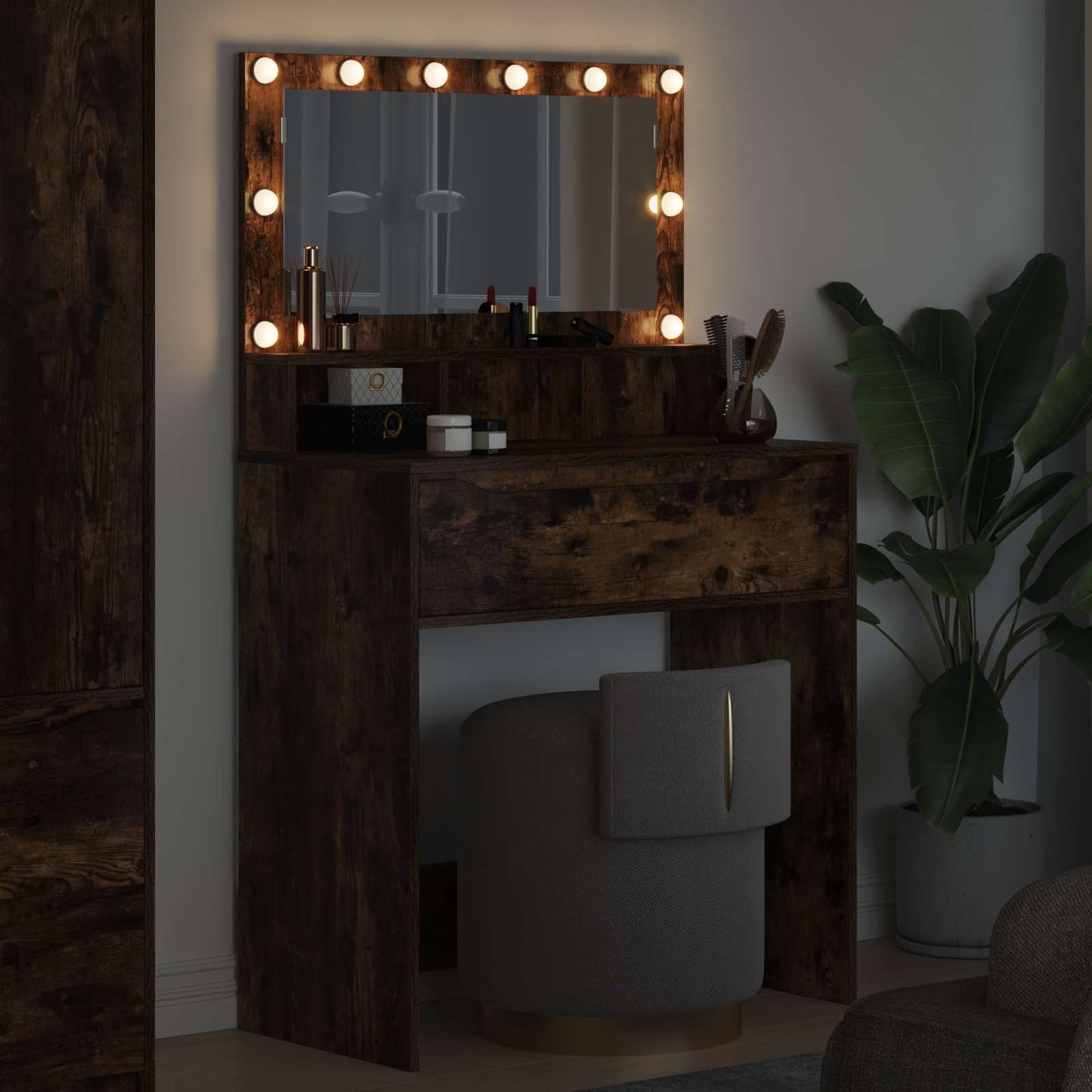 vidaXL Bedroom Dressing Tables Smoked Oak 80 x 39.6 x 135 cm
