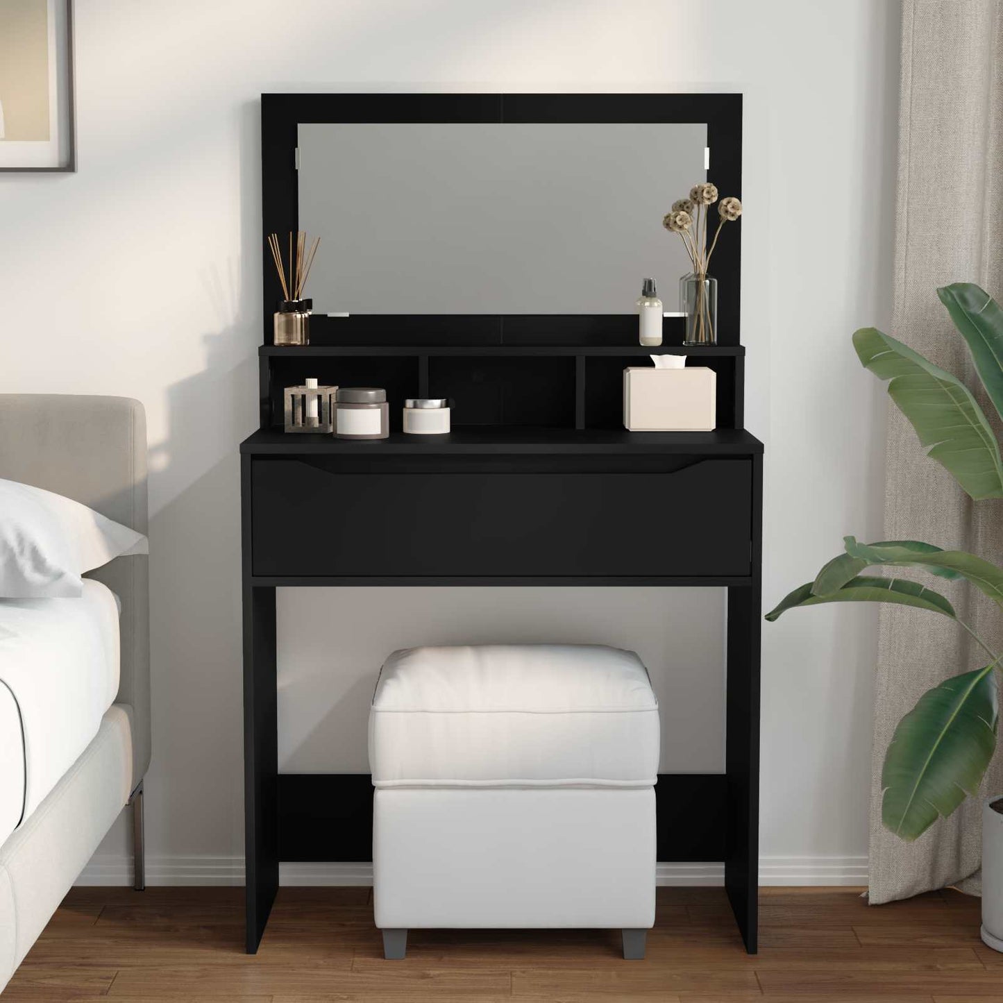 vidaXL Bedroom Dressing Tables with Drawer Black 80 x 39.6 x 135 cm