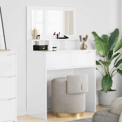 vidaXL Bedroom Dressing Tables High Gloss White 80 x 39.6 x 135 cm