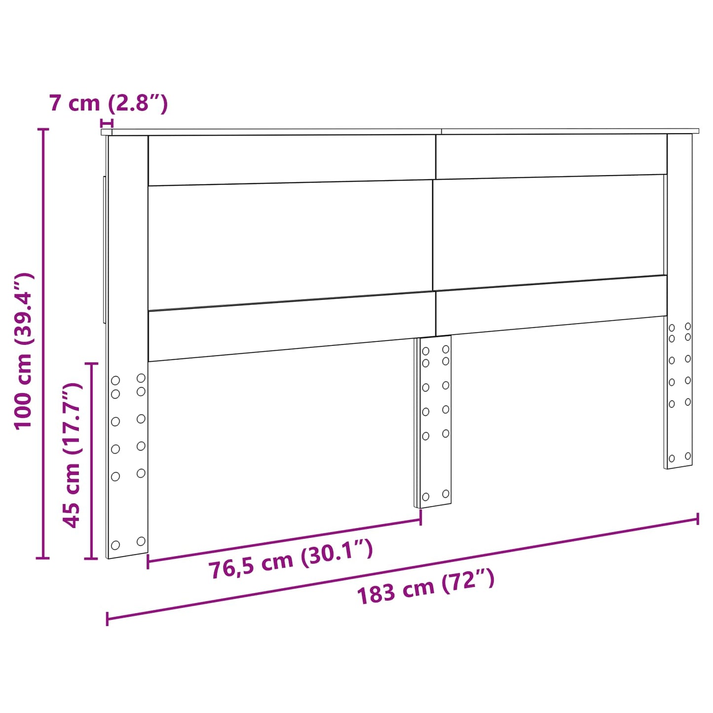 vidaXL Headboard with Headboard Concrete Grey 180 cm Engineered Wood