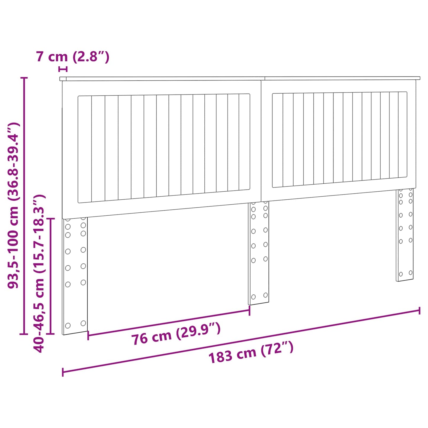 vidaXL Headboard with Headboard White 180 cm Engineered wood