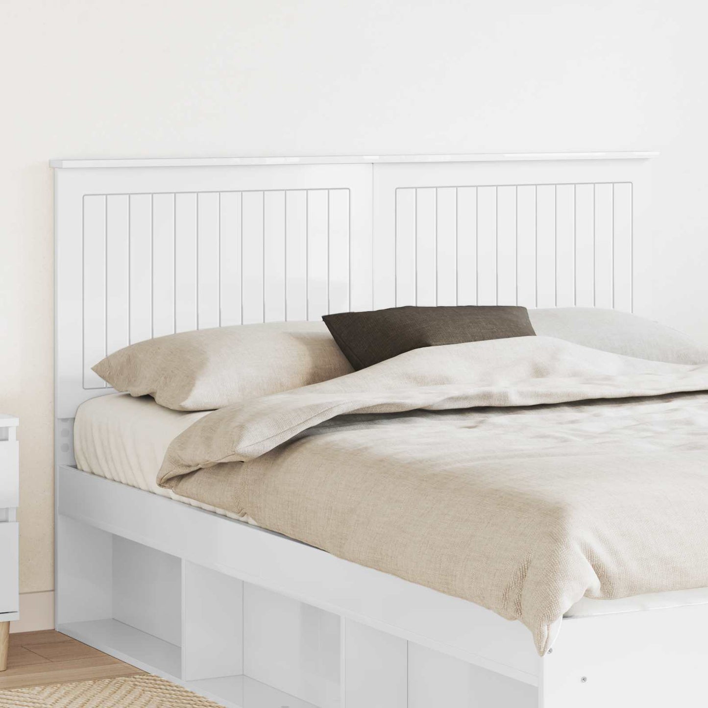 vidaXL Headboard with Headboard Gloss White 150 cm Engineered wood