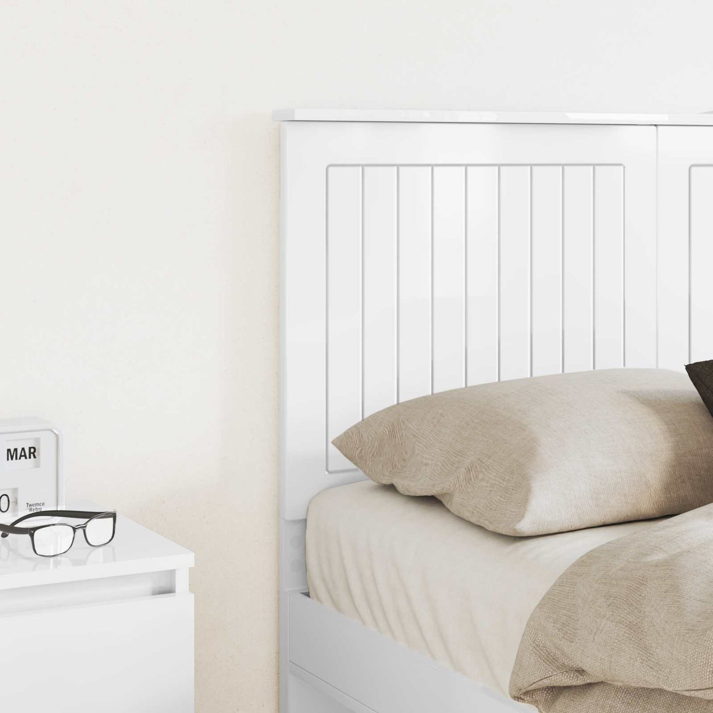 vidaXL Headboard with Headboard Gloss White 135 cm Engineered wood