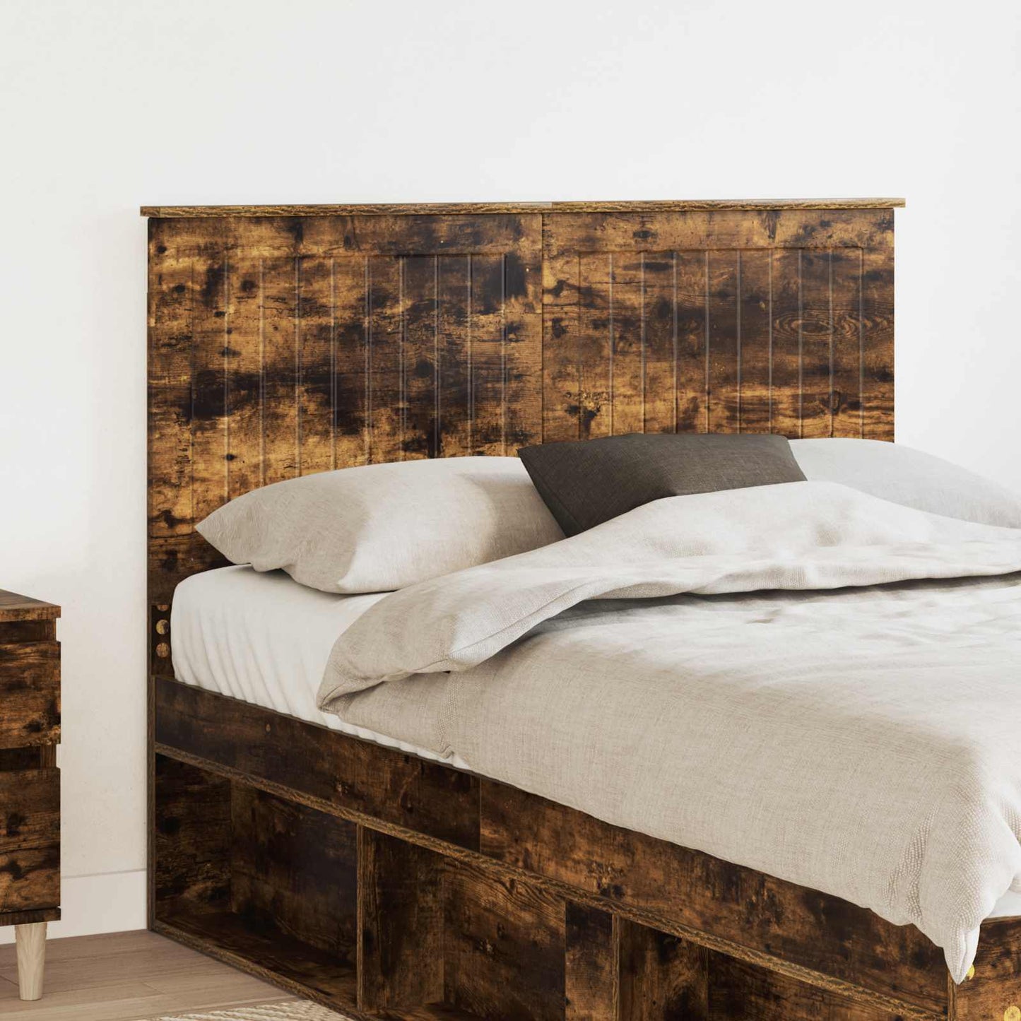 vidaXL Headboard with Headboard Smoked Oak 135 cm Engineered wood