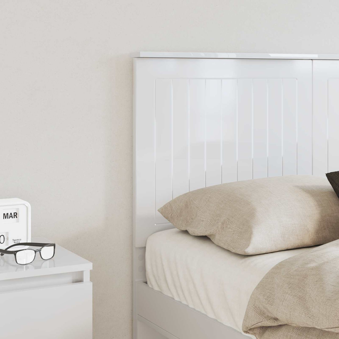 vidaXL Headboard with Headboard Gloss White 120 cm Engineered wood