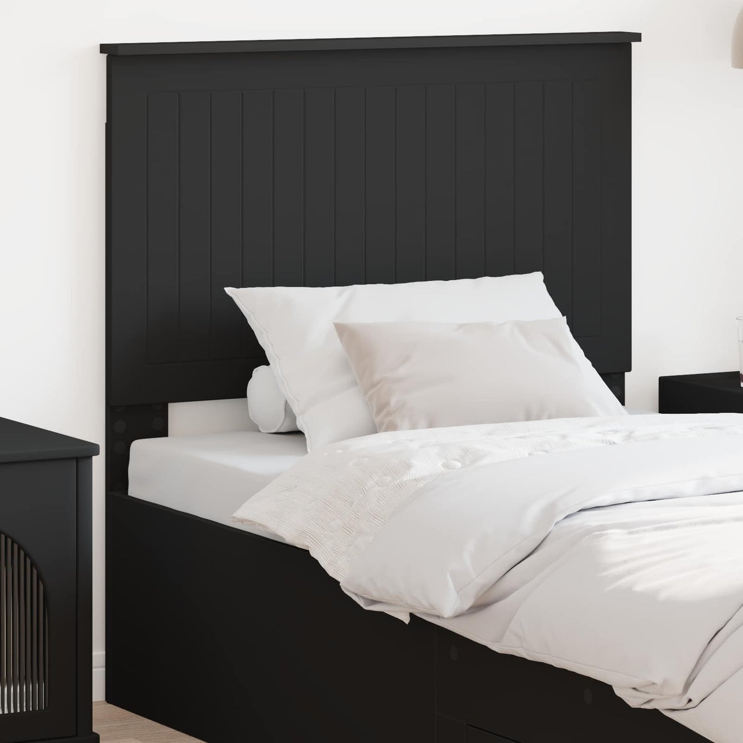 vidaXL Headboard with Headboard Black Oak 90 cm Engineered wood
