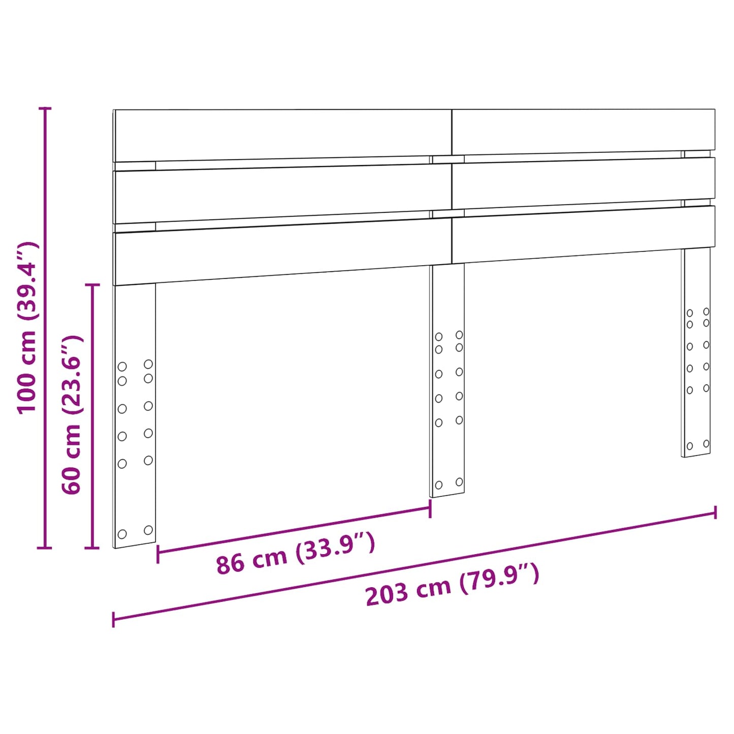 vidaXL Headboard Black Oak Engineered wood