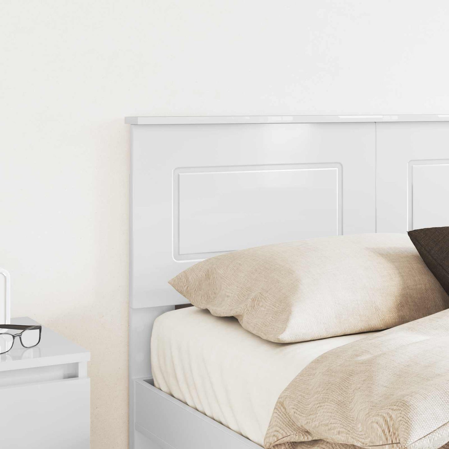 vidaXL Headboard Gloss White Engineered wood
