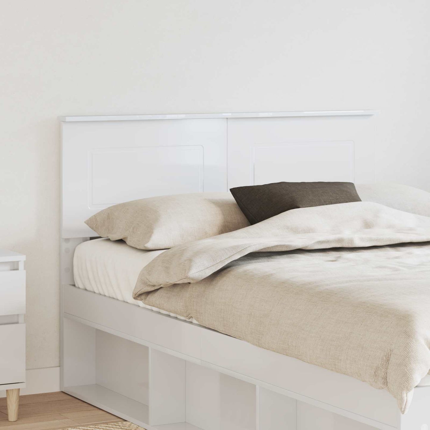 vidaXL Headboard Gloss White Engineered wood