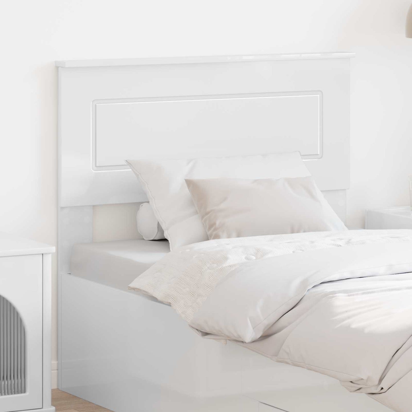 vidaXL Headboard Gloss White Engineered wood