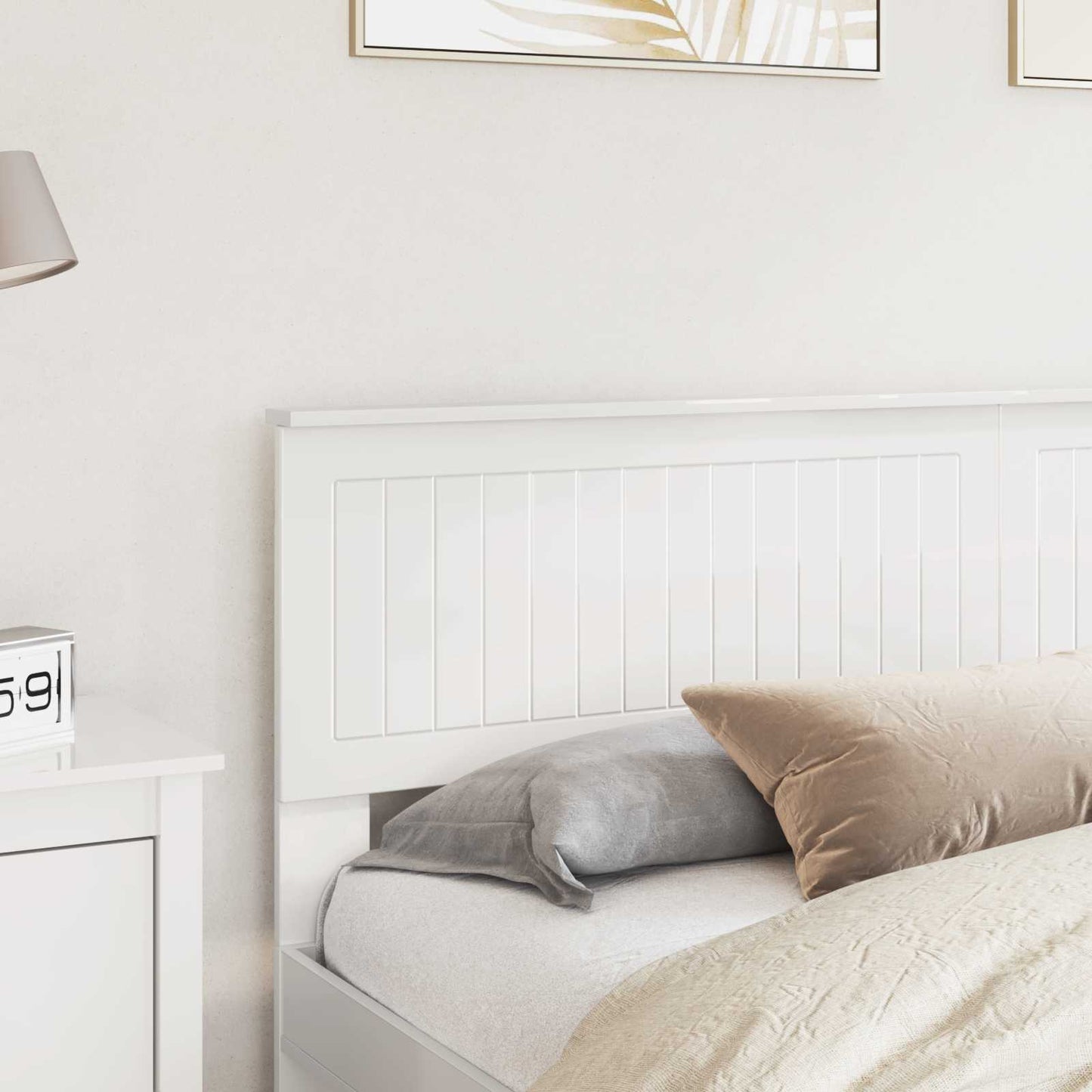 vidaXL Headboard Gloss White Engineered wood