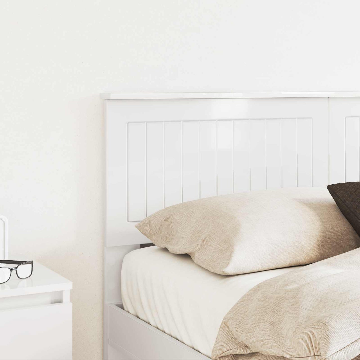 vidaXL Headboard Gloss White Engineered wood