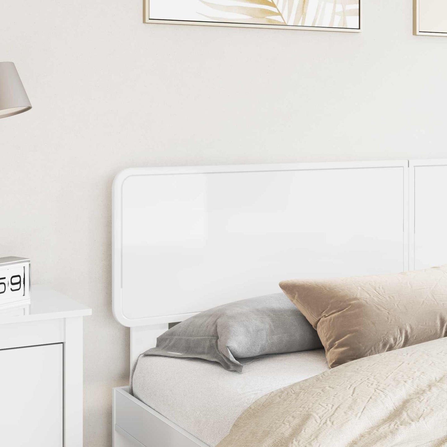 vidaXL Headboard Gloss White Engineered wood