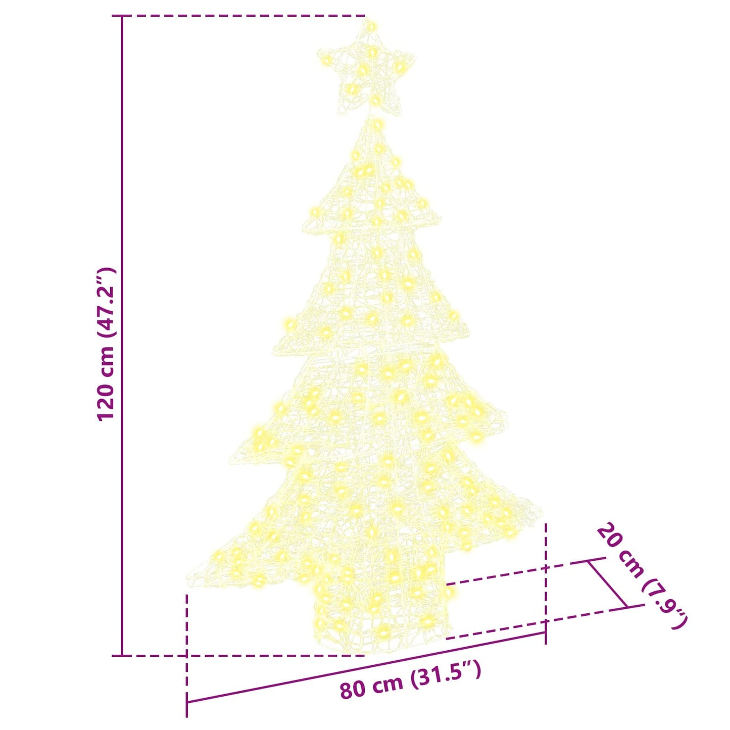 vidaXL Christmas Tree with 100 LEDs Warm white 120 cm Acrylic