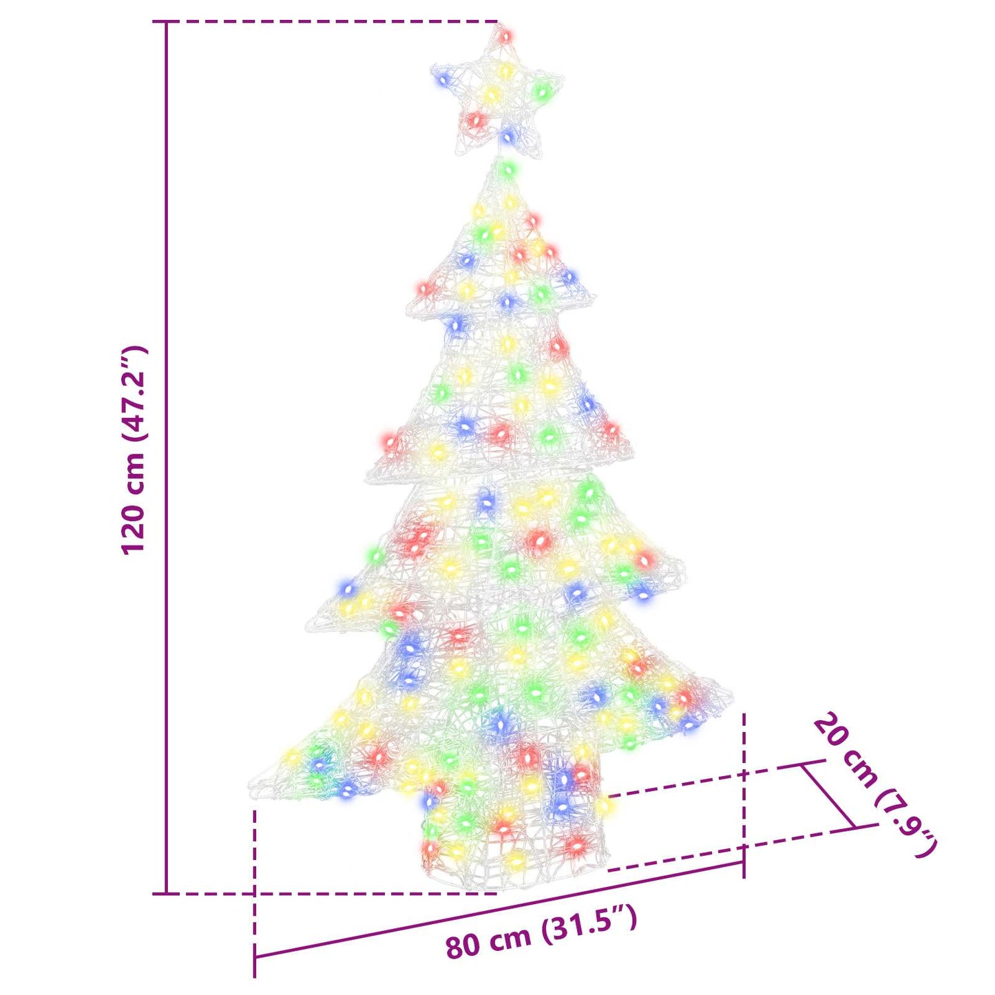 vidaXL Christmas Tree with 100 LEDs Multicolour 120 cm Acrylic