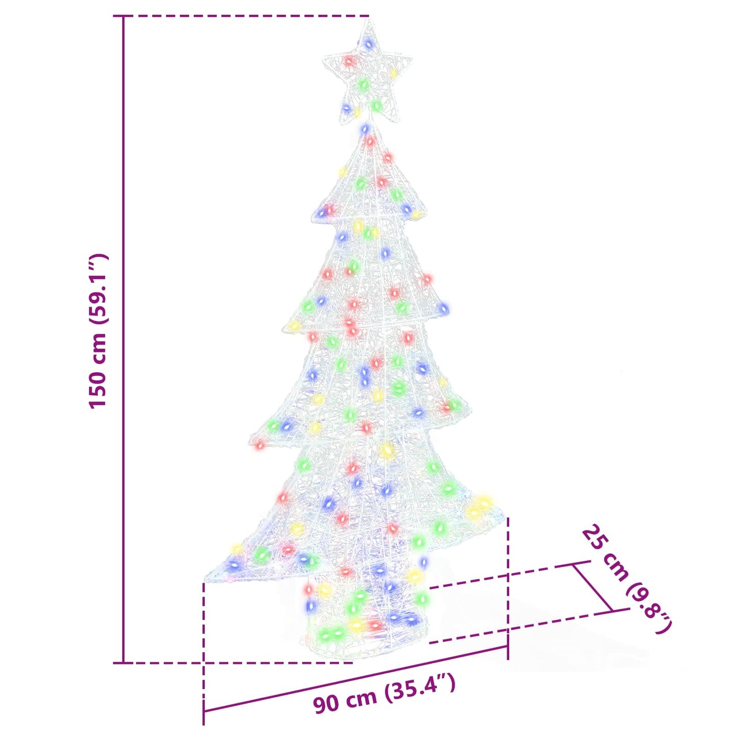 vidaXL Christmas Tree with 160 LEDs Multicolour 150 cm Acrylic
