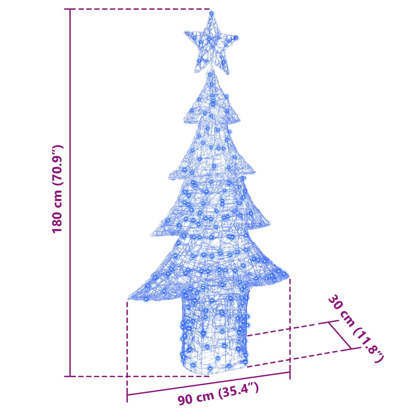 vidaXL Christmas Tree with 240 LEDs Blue 180 cm Acrylic